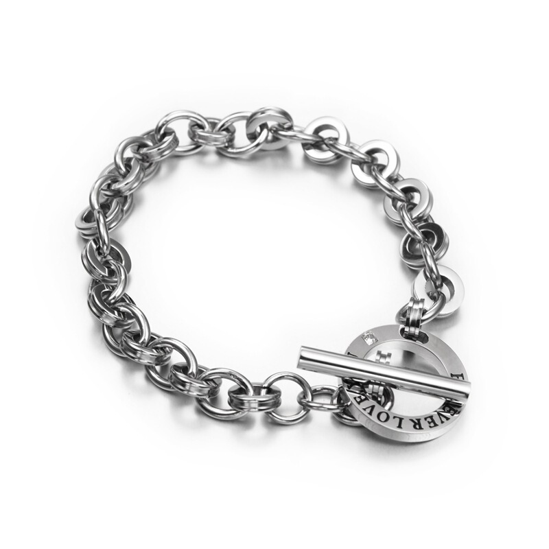 hiphop nightclub hip hop fashion personality fashion jewelry men's and women's titanium steel forever love bracelet STB284