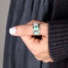 Turquoise retro ring with stone, jewelry, wish, boho style