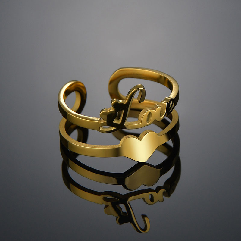 Fashion Love Titanium Steel Letter Open Ring display picture 1