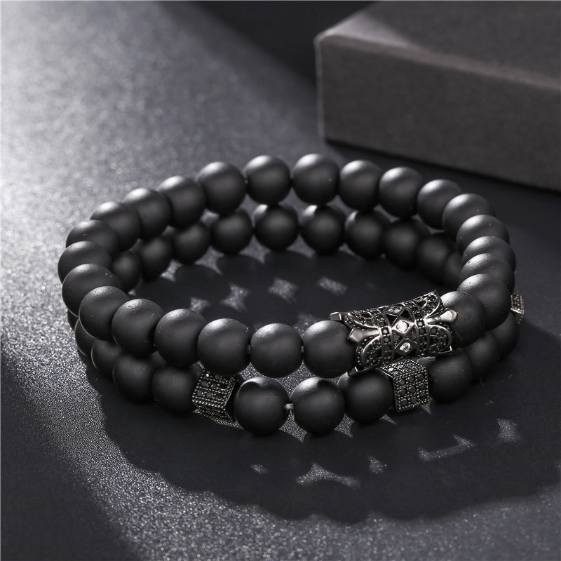 New Fashion 8mm Micro Inlaid Zircon Round Tube Dice Suit Bracelet Wholesale display picture 7