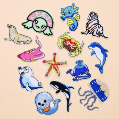 Cartoon fabric patches, underwater world animal combination clothing accessories, patch fabric patches, computer embroidery, floral embroidery