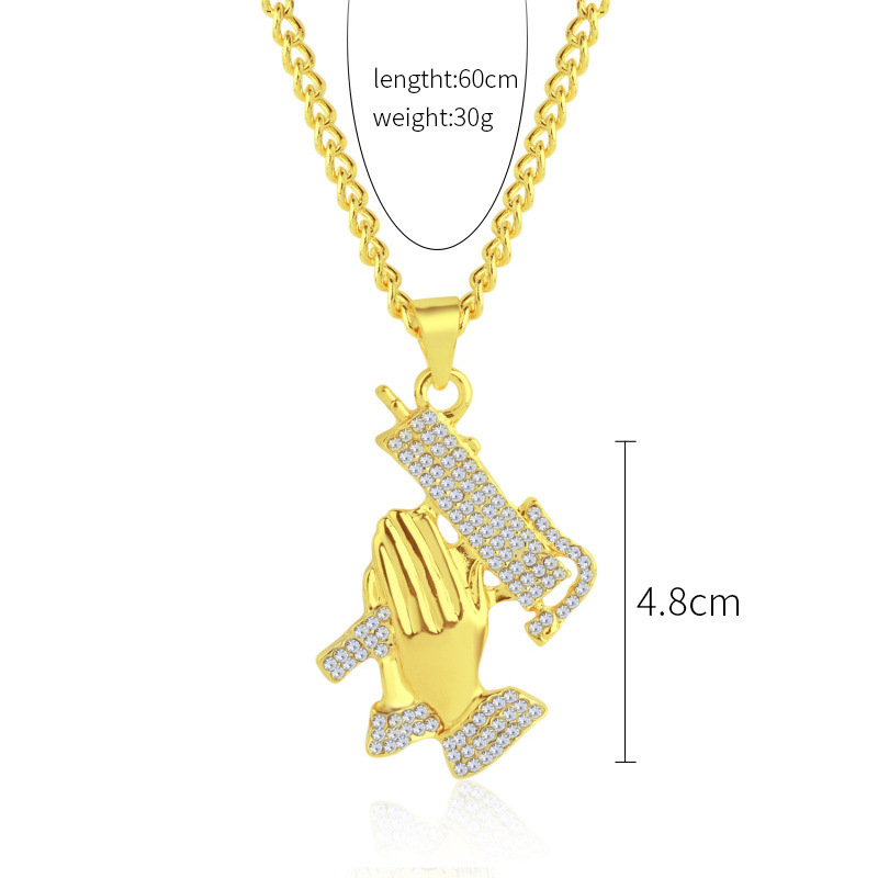 New Necklace Wholesale Fashion Hiphop Big Gold Full Diamond Necklace display picture 13