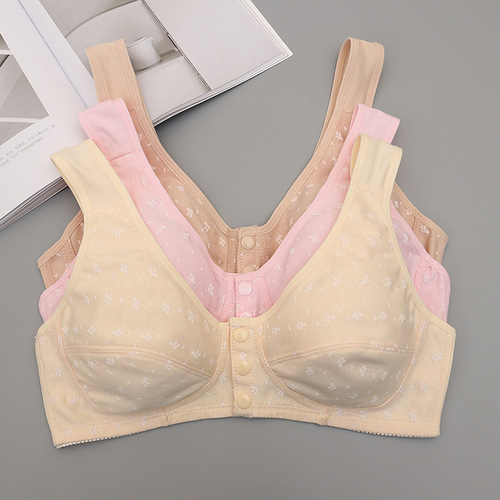 Thin front-fastening bralette for middle-aged and elderly mothers, backless, large size, no wire, no padding