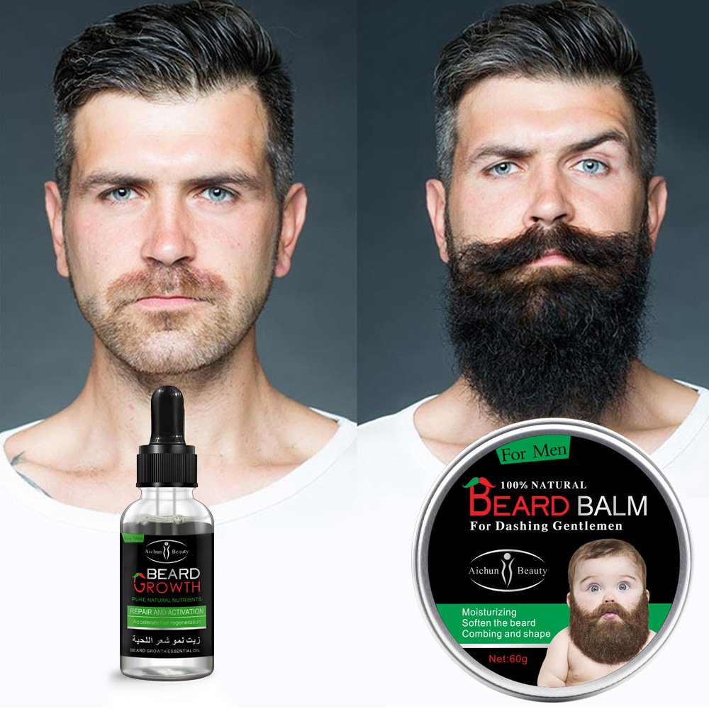 Cross border beard oil men's beard essential oil beard cream set maintenance, moisturizing and supple beard care