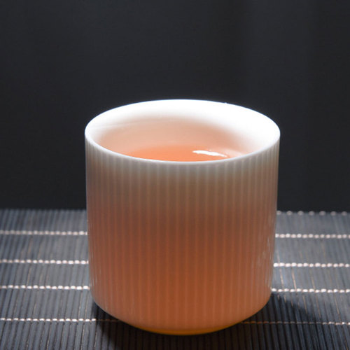 Japanese-style rammed earth tea set gift set minimalist straight-mouth cup white porcelain Gongfu tea set complete set hotel tea set wholesale