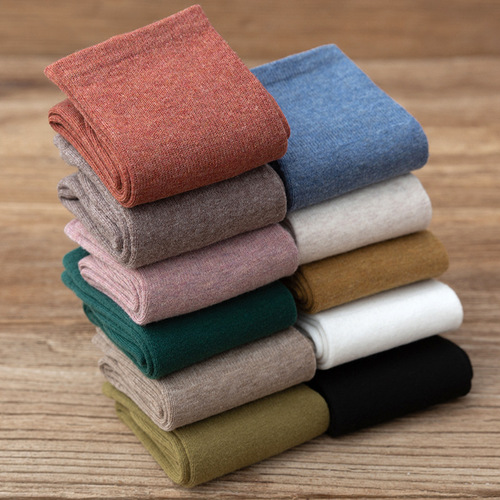 New spring socks, women's trendy solid color mid-calf socks ins pile socks ins trendy socks