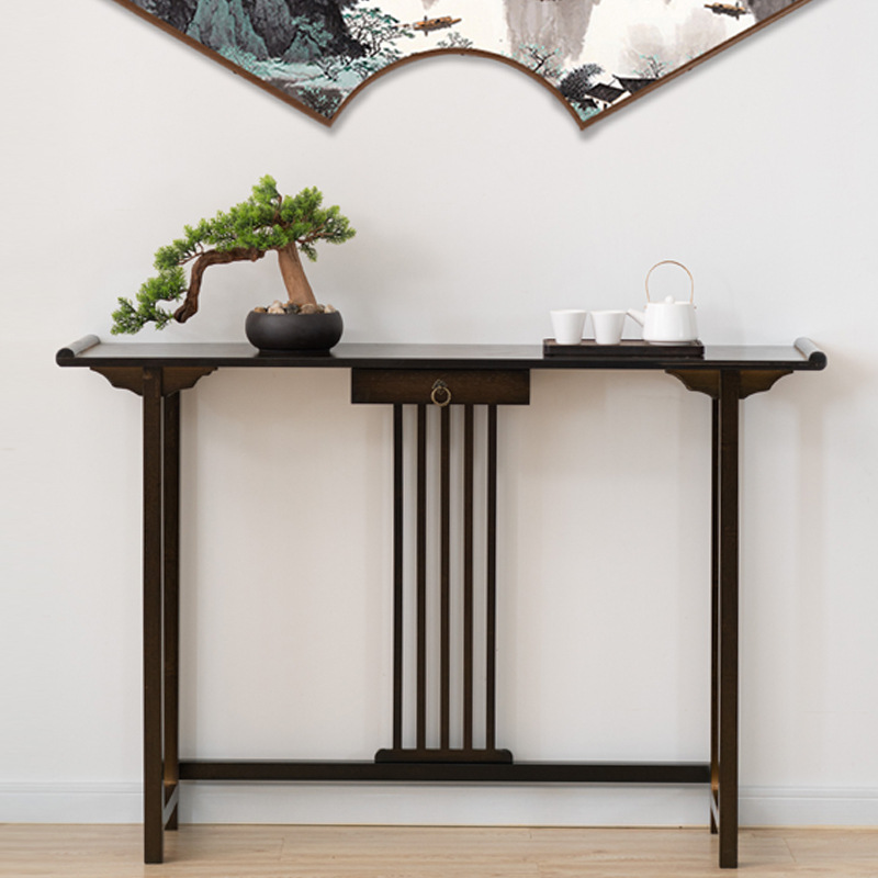 廠家直銷新中式玄關台實木禅意門廳玄關供桌現代簡約客廳端景台玄