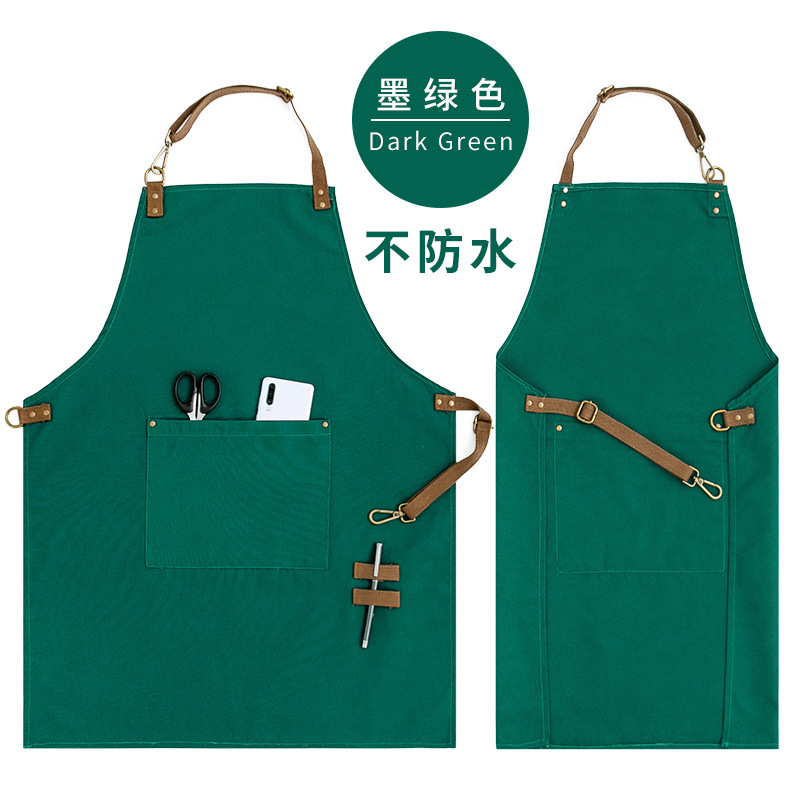 Delantal Denim lienzo impreso logotipo impresión cafetería camarero ropa de trabajo cintura anti-fouling resistente a las manchas resistente al desgaste