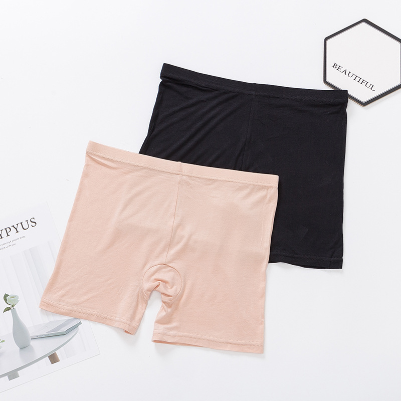 女士安全裤防走光夏天薄款莫代尔无痕学生四角内裤纯色大码打底裤