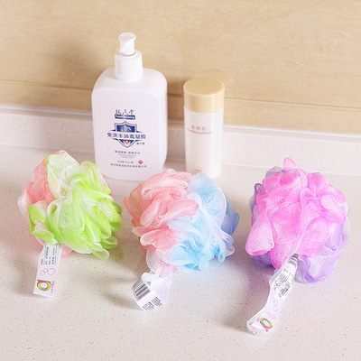 双色沐浴球彩色成人沐浴浴球洗澡花球泡沫搓澡拼色沐浴球浴花洗浴|ms