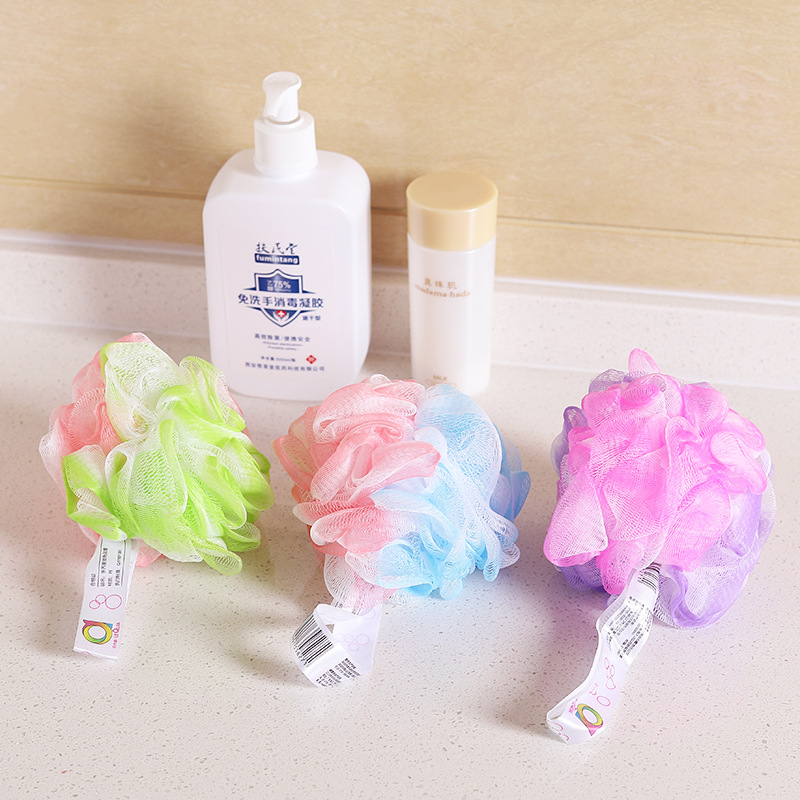 双色沐浴球彩色成人沐浴浴球洗澡花球泡沫搓澡拼色沐浴球浴花洗浴|ms