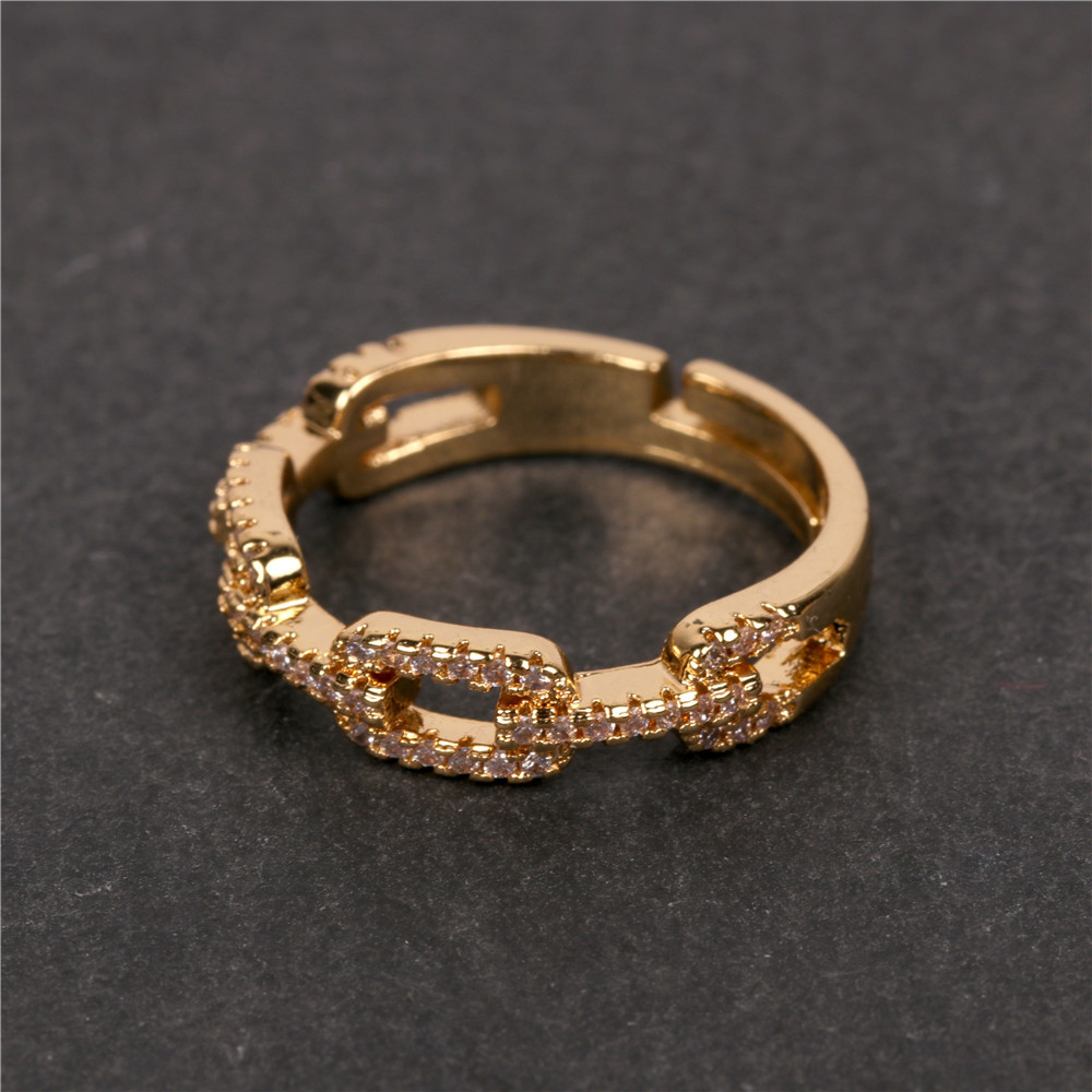 New Ring 8 Word Ring Chain Ring Buckle Ring Joint Ring Fashion Personality Zircon Index Finger Ring Wholesale Nihaojewelry display picture 4