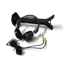 雙孔台式頭戴式電腦耳機學校網課機房耳麥話務帶麥有線外貿廠家