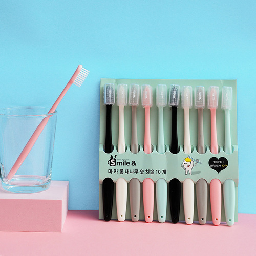 Japanese style macaron ice cream toothbrush fine soft bristles household toothbrush adult male and female couple combination set wholesale