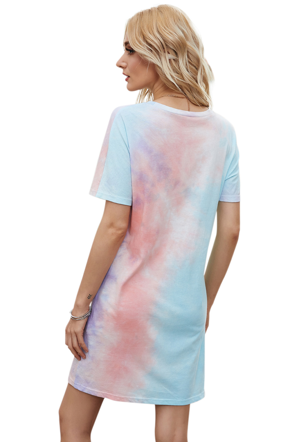 spring and summer new women's hot sale round neck short sleeve gradient dress NSDF1295