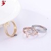 Golden adjustable ring stainless steel, European style, pink gold, on index finger