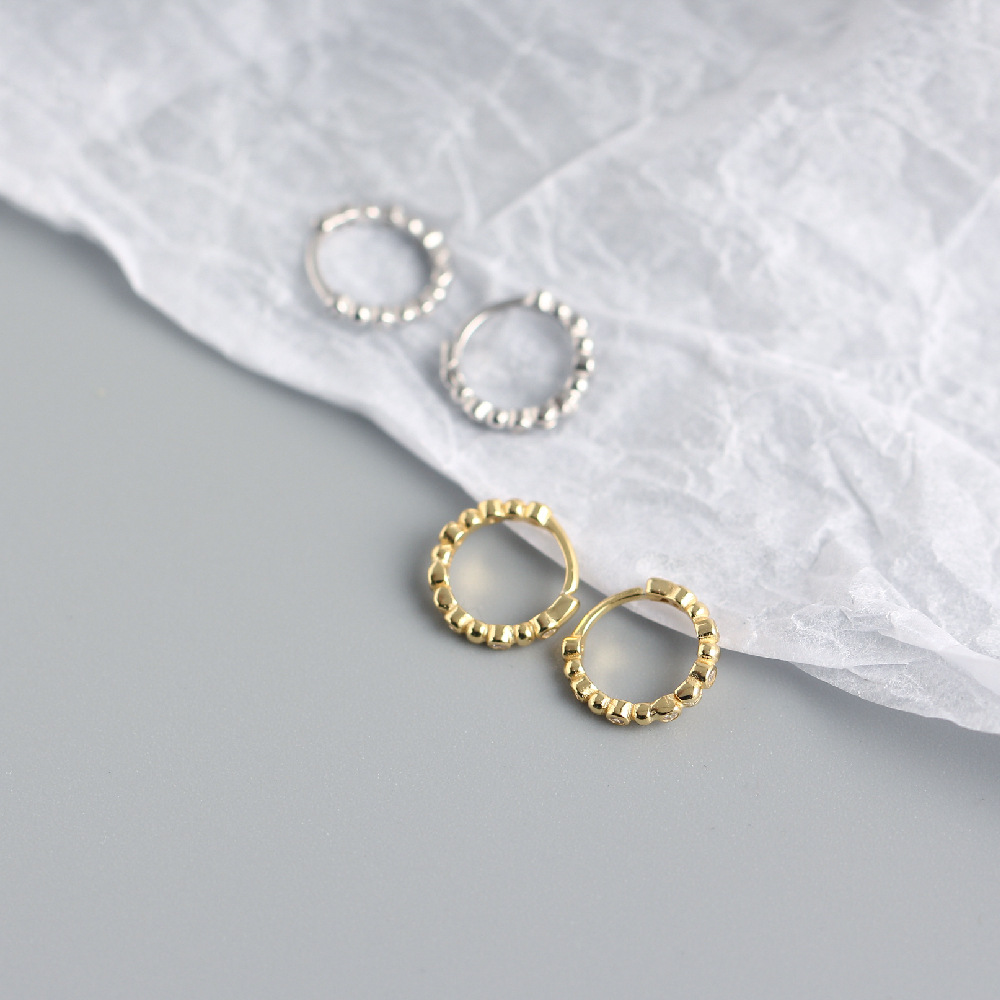 Hoop Earrings Classification 1 Pair Quantity 1 Pair 925 Sterling Silver Zircon Ball Hoop Earrings