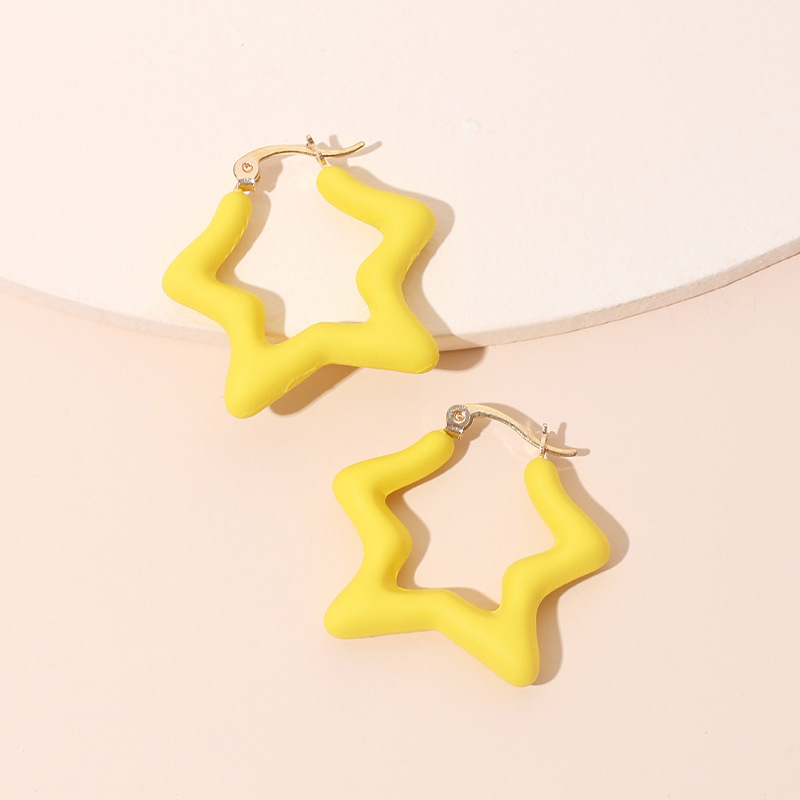 Candy Color Fashion Childlike Star Earring Five-pointed Star Long Resin Earrings Wholesale Nihaojewelry display picture 1