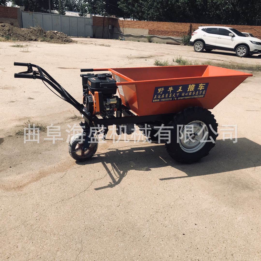 爬坡40度汽油灰斗车 农田果园搬运手推车 柴油平板手推车价格