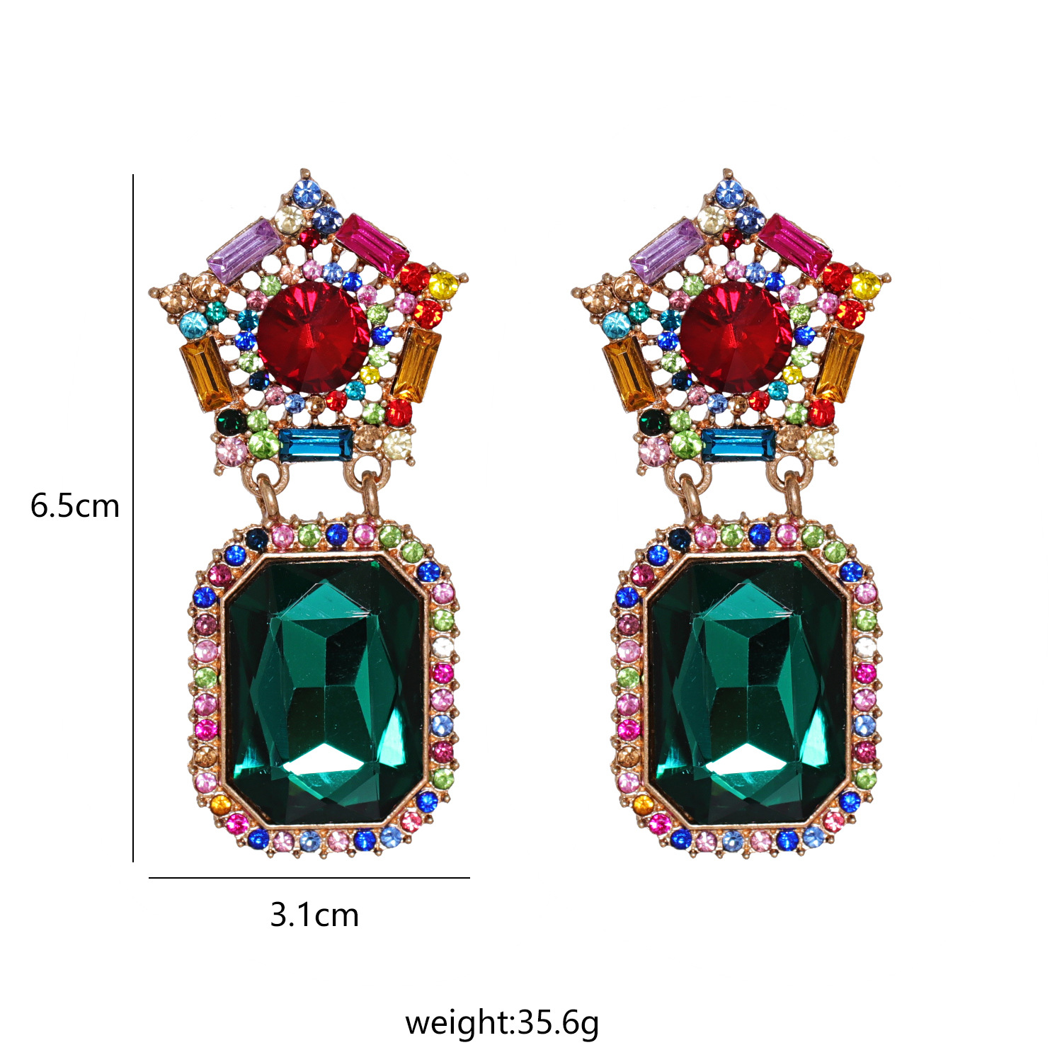 Korean New Fashion Wild Glass Diamond Geometric Round Exaggerated  Earrings display picture 1