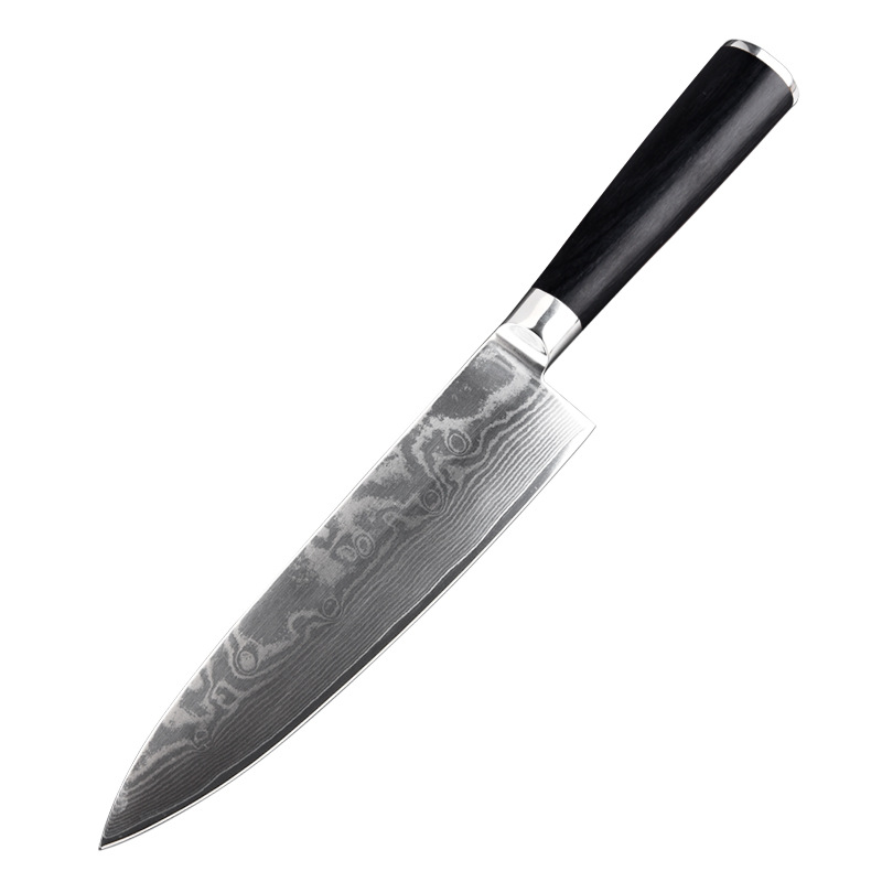 Damascus Steel Chef's Knife8-inch Kitchen Stainless Steel Color Wood Hand Slicer Knife Cleaver Shipping