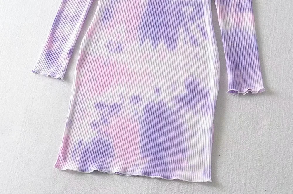 tie-dye printing slim dress  NSHS24385