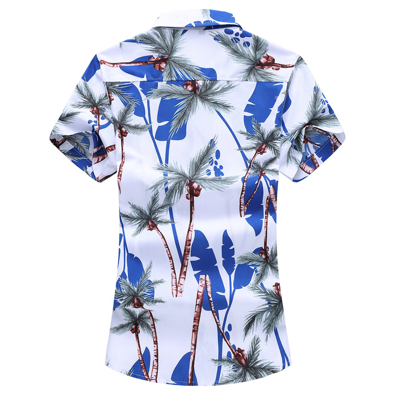 Summer new men's oversized slim fit short sleeve printed shirt thin casual men's shirt Beach Flower inch shirt