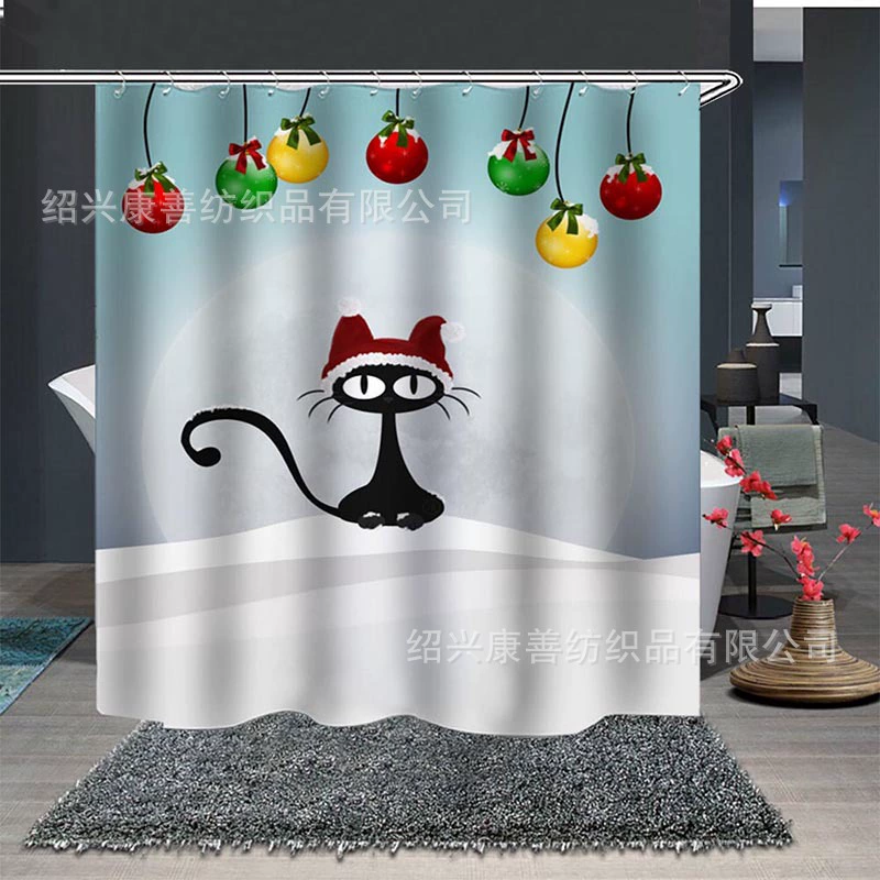 Scandinavian Christmas waterproof curtain, increased thickness, polyester