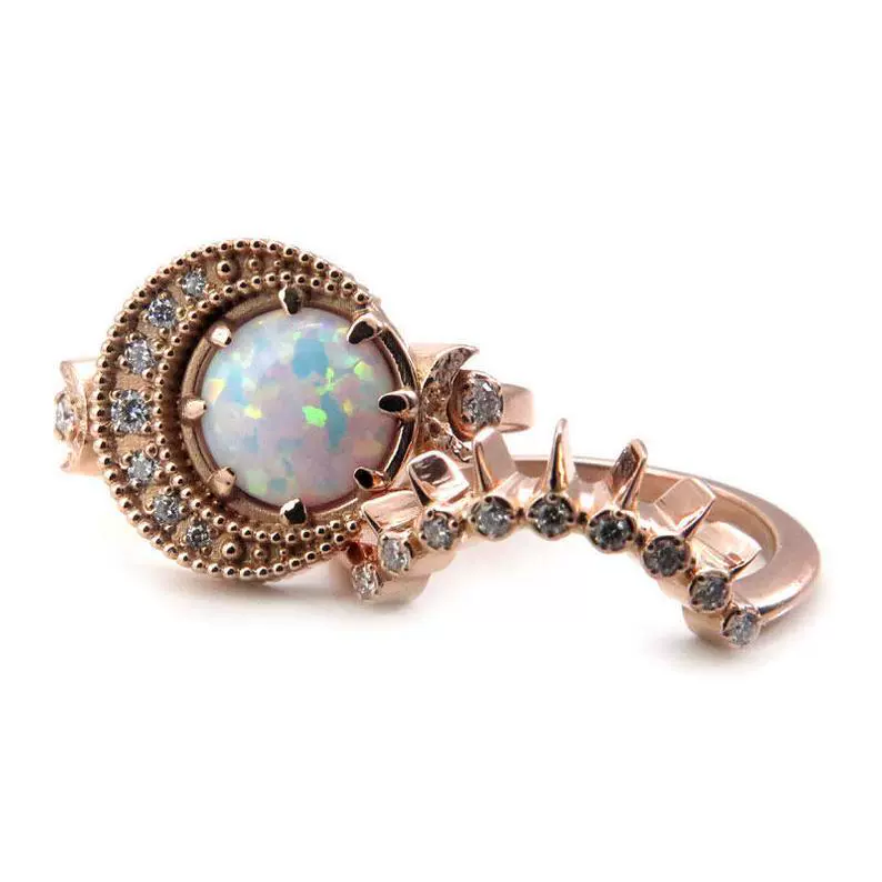 Metal ring, golden stone inlay for beloved, accessory, (Cross-border trading), European style, pink gold