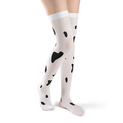 韓日系成人高筒襪過膝長筒絲襪奶牛紋提花透氣絲襪女襪批發