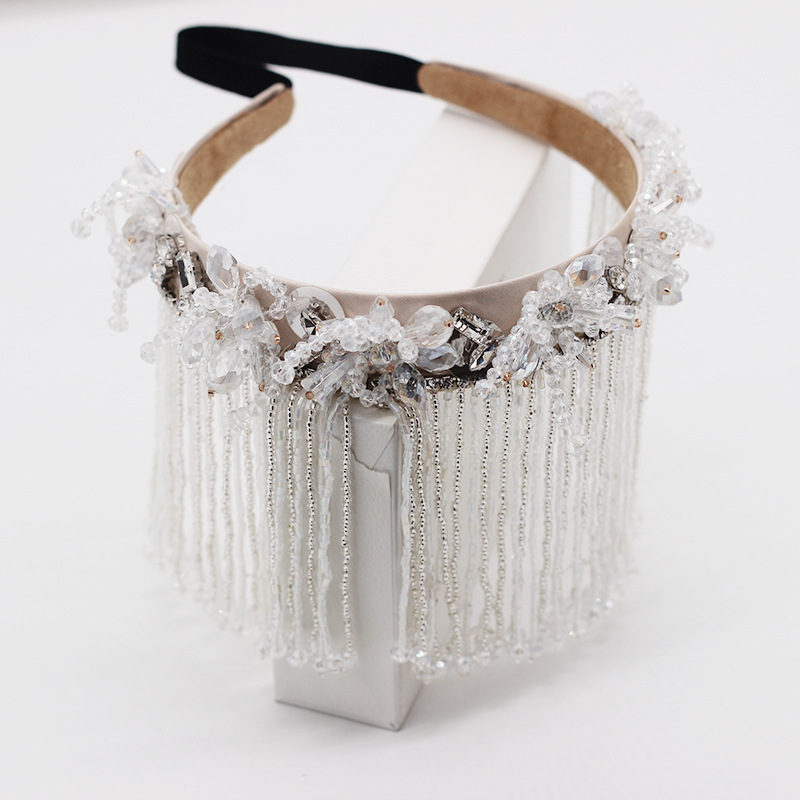 Fashion Temperament Retro Gorgeous Crystal Tassel Beaded Headdress Headband Ladies Street Shooting Prom Hair Accessories Wholesale Nihaojewelry display picture 4