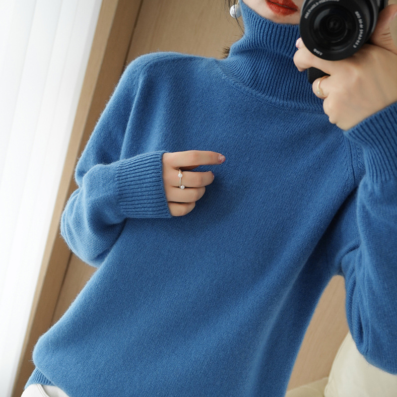 Demi-season woolen solid color knitted cashmere sweater