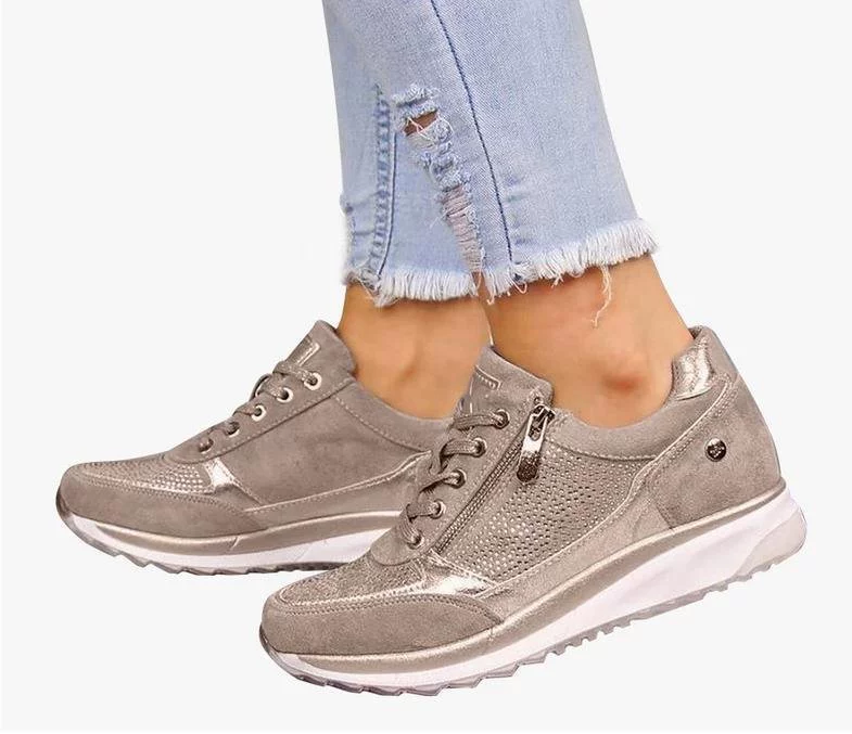 MR.NB casual leisure sneakers with platform sole, metallic mesh panels, comfort in Green/Blue/Beige