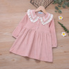 Dress Korean version long sleeve simple pure color princess dress children’s wear