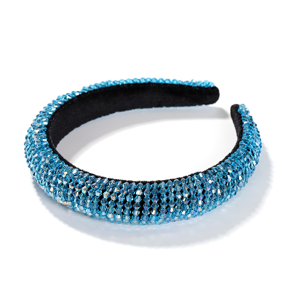Hot Selling Fashion Beaded Winding Crystal Beads Temperament Sponge Headband display picture 7