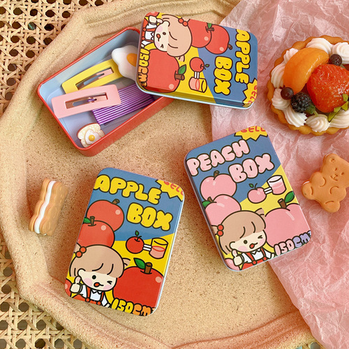Korean new internet celebrity same style cute girl storage box girl handbook sticker candy storage jewelry tin box