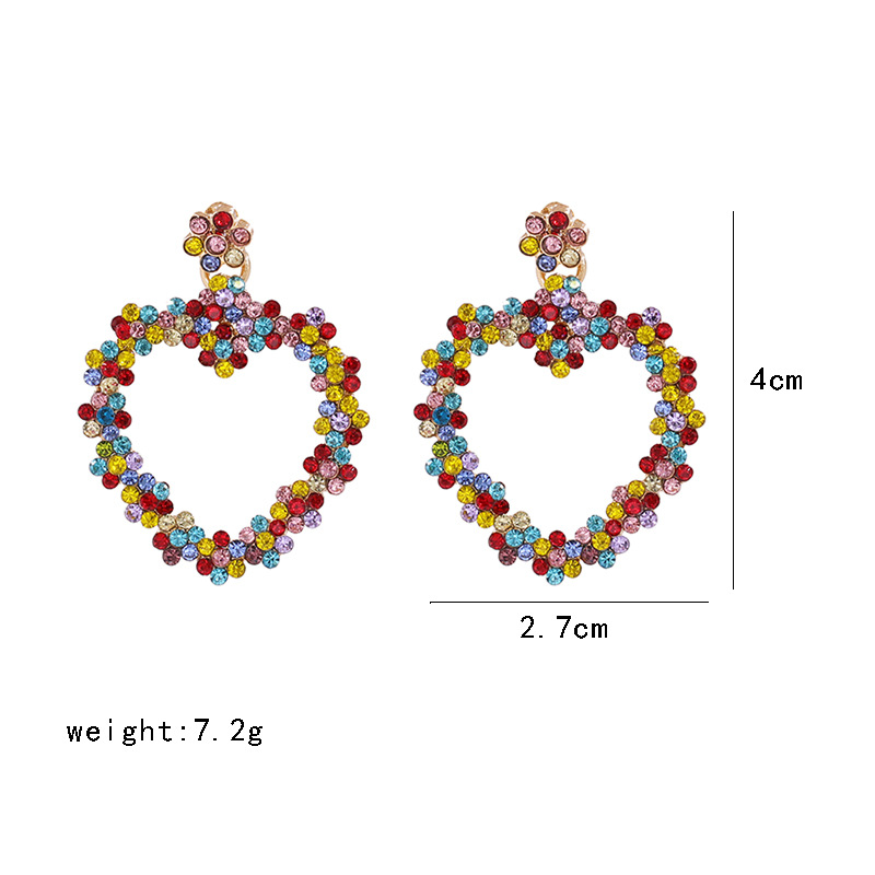 New Heart Color Diamond Earrings Alloy Earrings Wholesale display picture 1