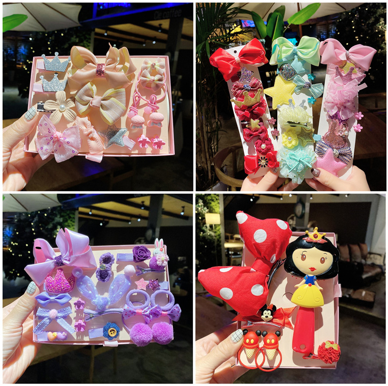 冰雪奇缘发饰儿童蝴蝶结发夹礼盒发卡韩版头饰女公主可爱宝宝夹子