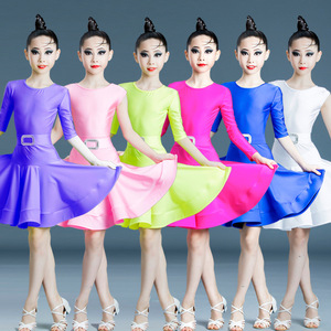 Children candy colored latin dance dresses grade examination competition girls Latin dance skirt competition clothing for kids