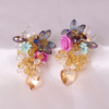 Woven glossy crystal, fashionable earrings, flowered, European style