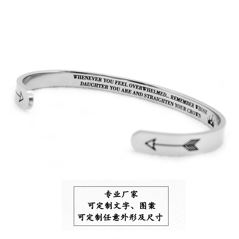 Titanium Steel Bracelet Female Inspirational Jewelry Mother Father Sister Thanksgiving Christmas Gift Cross-border E-commerce Lettering Jewelry