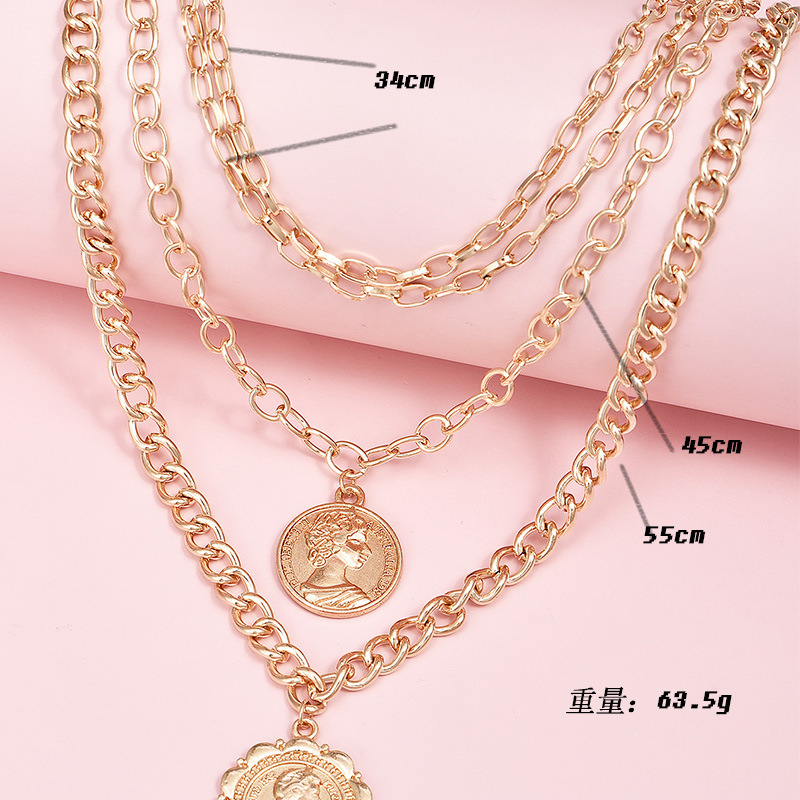 Fashion  Popular Portrait Multi-layer Chain Combination Necklace Wholesale display picture 4