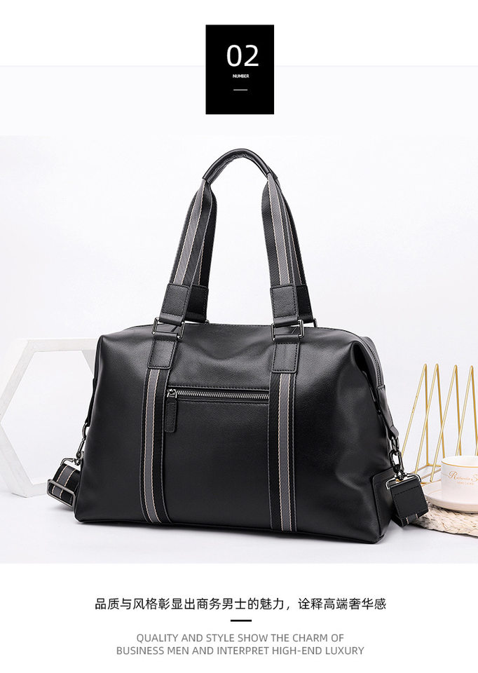 Túi du lịch xách tay nam da bò lớp đầu, túi tập gym kiêm túi hành lý đeo vai 40×16×25 cm — Màu đen chi tiết 7