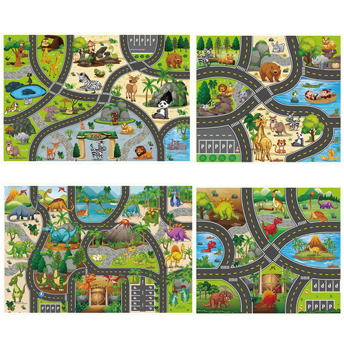 Original factory direct supply children's large scene game mat dinosaur animal police fire simulation picnic crawling mat