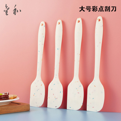 工厂现货硅胶刮刀一体式烘焙刮刀蛋糕奶油牛油刮抹刀刮刀彩点新款