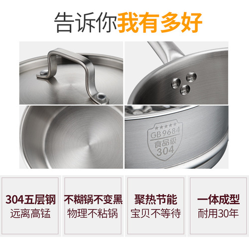 TaiBan 304 Stainless Steel Milk Pot & Steamer, Thickened 5-Layer Steel Design, Available in 14/16/18cm Small Sizes—Perfect for Baby Food Prep and Noodle Cooking, Non-Stick Bottom