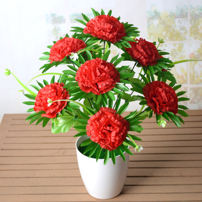 仿真清明花束上坟祭祀康乃馨假花园林墓地摆放塑料丁香花盆栽厂家