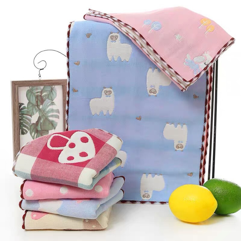 25*50cm cotton children's towel cotton jacquard 6 six layer gauze children's towel factory thick baby wash towel