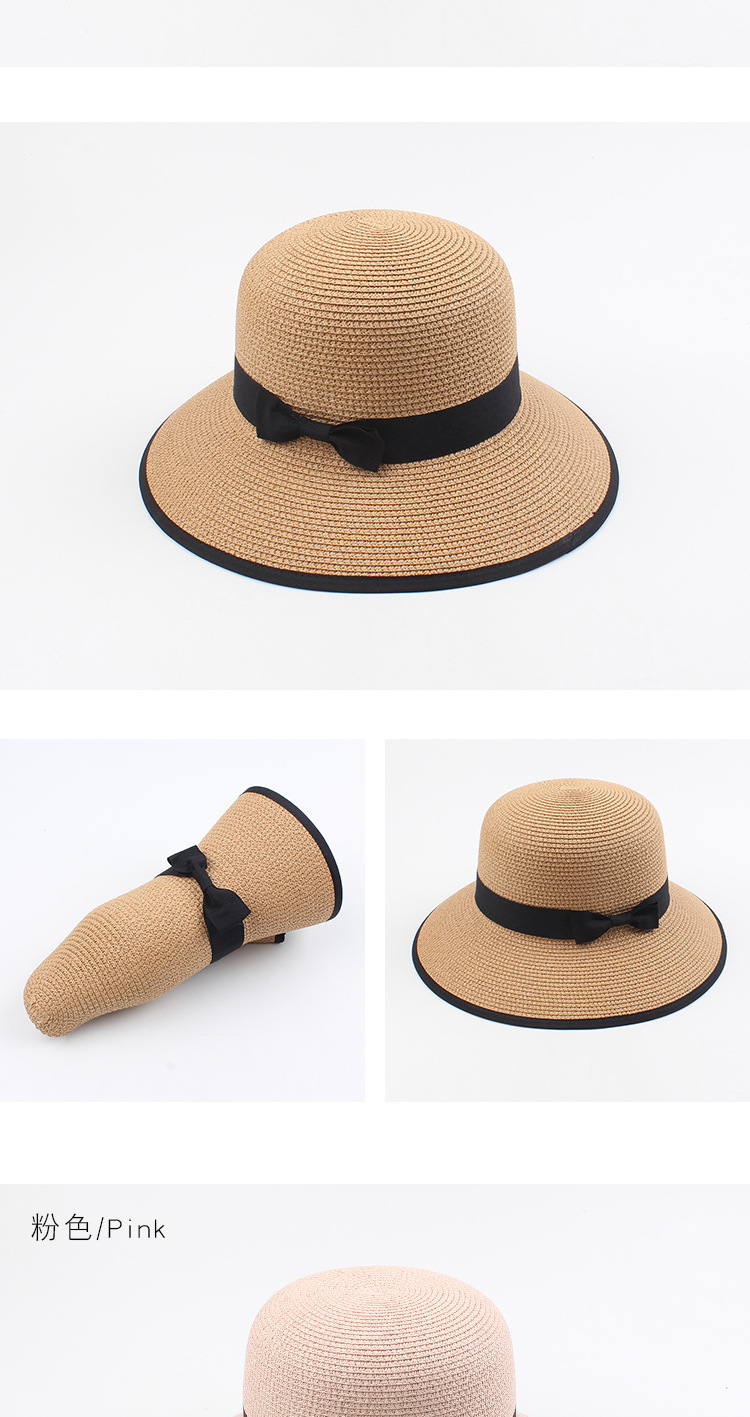 Straw Hat Ladies Summer New Travel Sun Hat Korean Fashion Simple Casual Bowknot Wild Shade Fisherman Hat Wholesale Nihaojewelry display picture 7