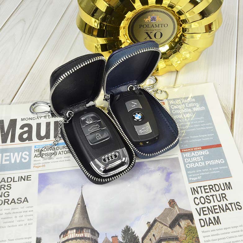 First layer cowhide car remote control key bag rhombus car key protective cover universal genuine leather manufacturer wholesale